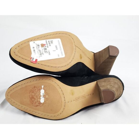 Vince Camuto Black Ankle suede Boots brown  high heels side zipper sz 6.5 - Picture 9 of 10